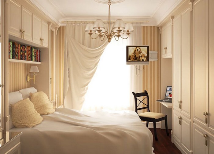 Fotoğraflı küçük bir yatak odası için 8 tasarım seçeneği