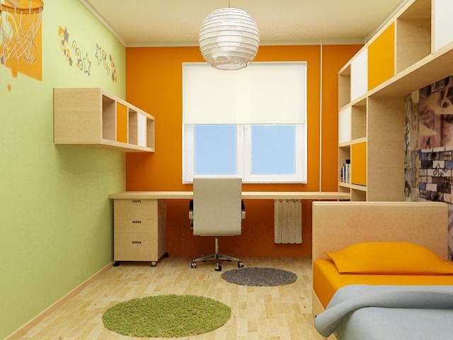 Stages of repairing a children's room